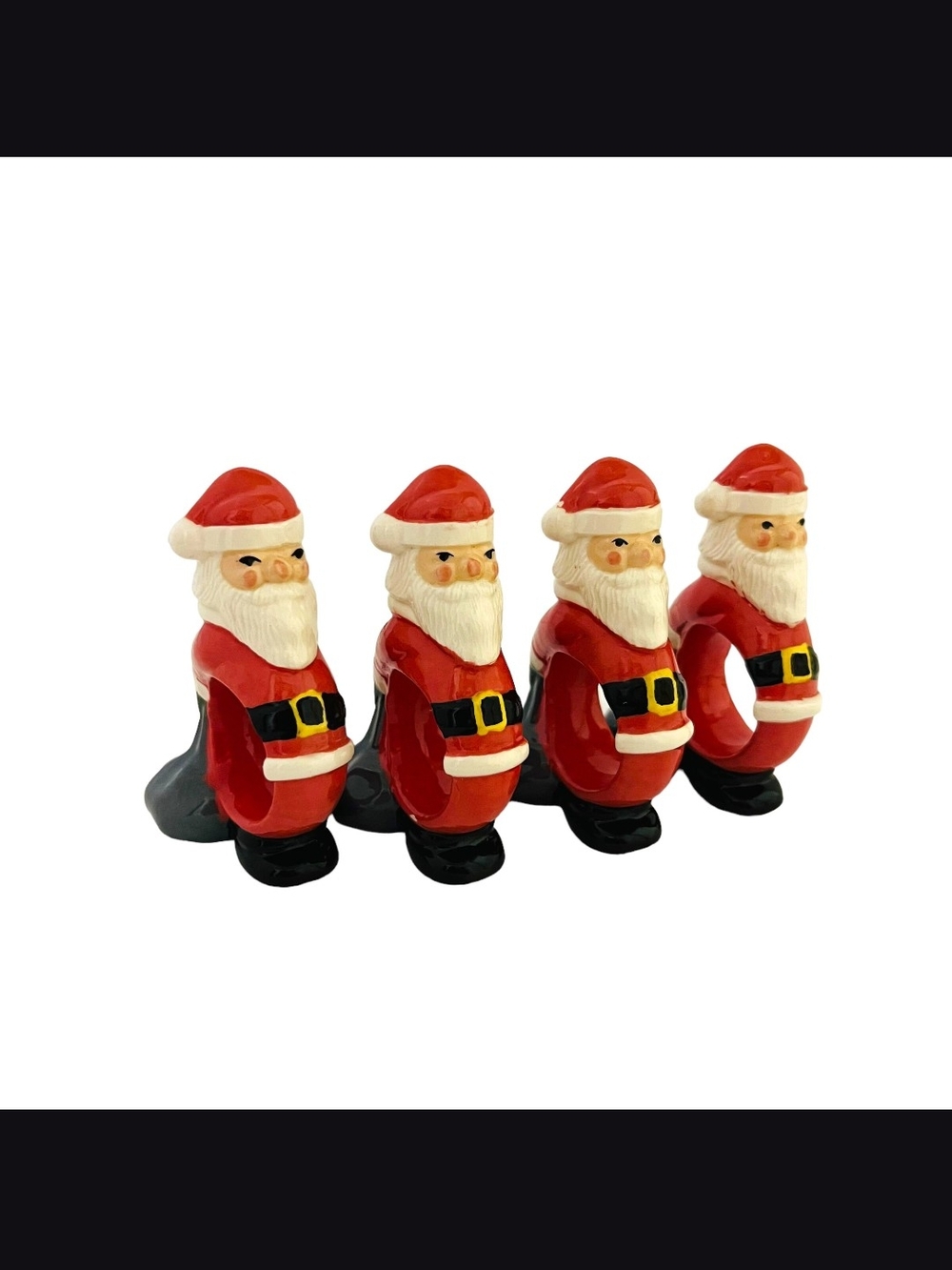 set of 4 ceramic, Santa Claus napkin holders GUC. OBO